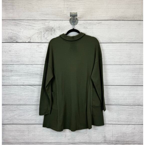 New In Women's Green Waffle Knit Long Sleeve Tunic Top Size Medium - Picture 8 of 8